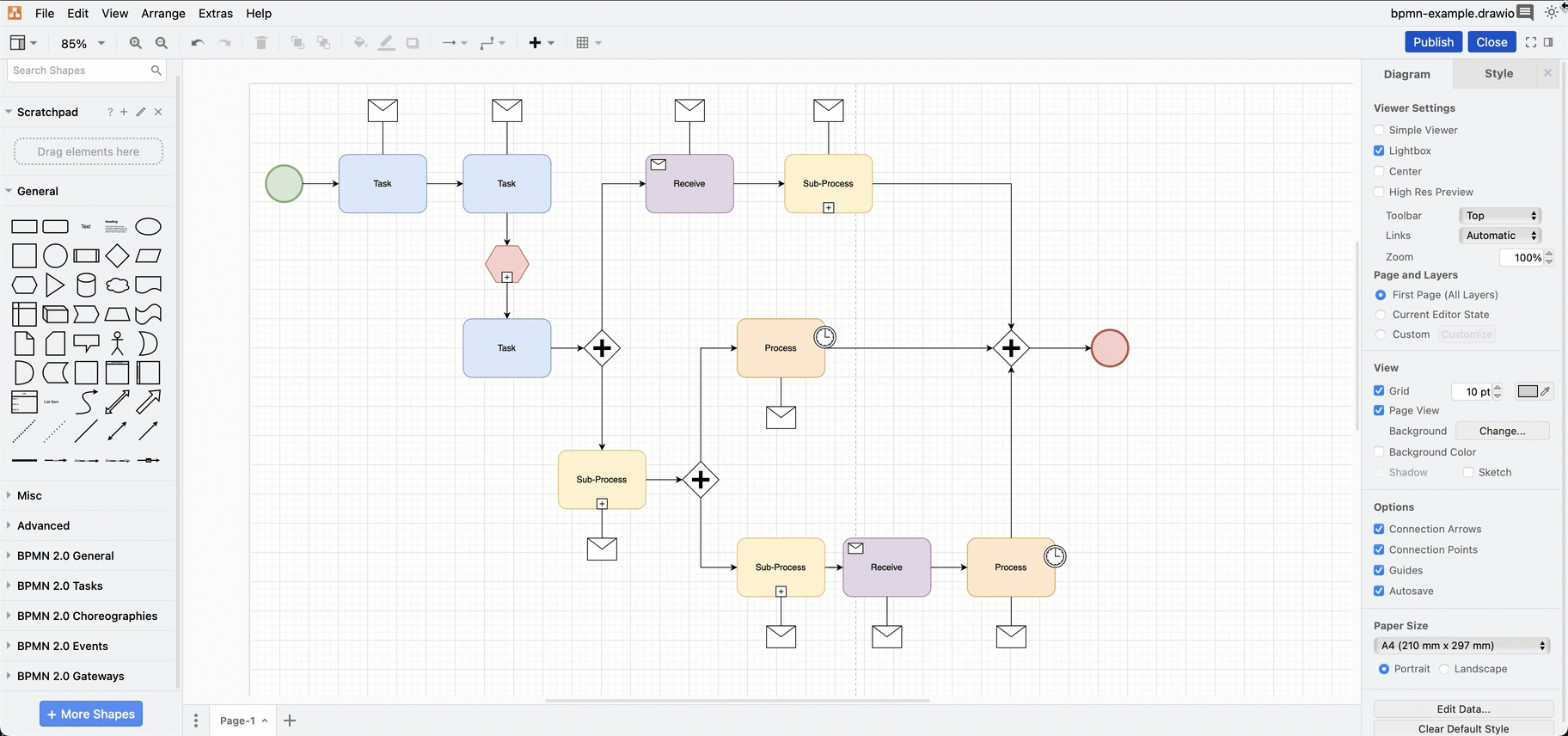 draw.io users in Confluence can use light or dark mode when collaborating on the same diagram
