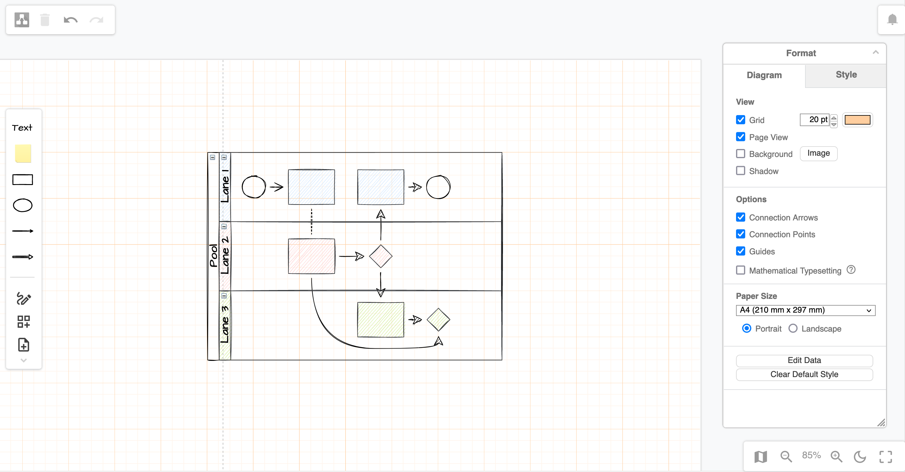 Change how the grid is displayed on the drawing canvas in draw.io