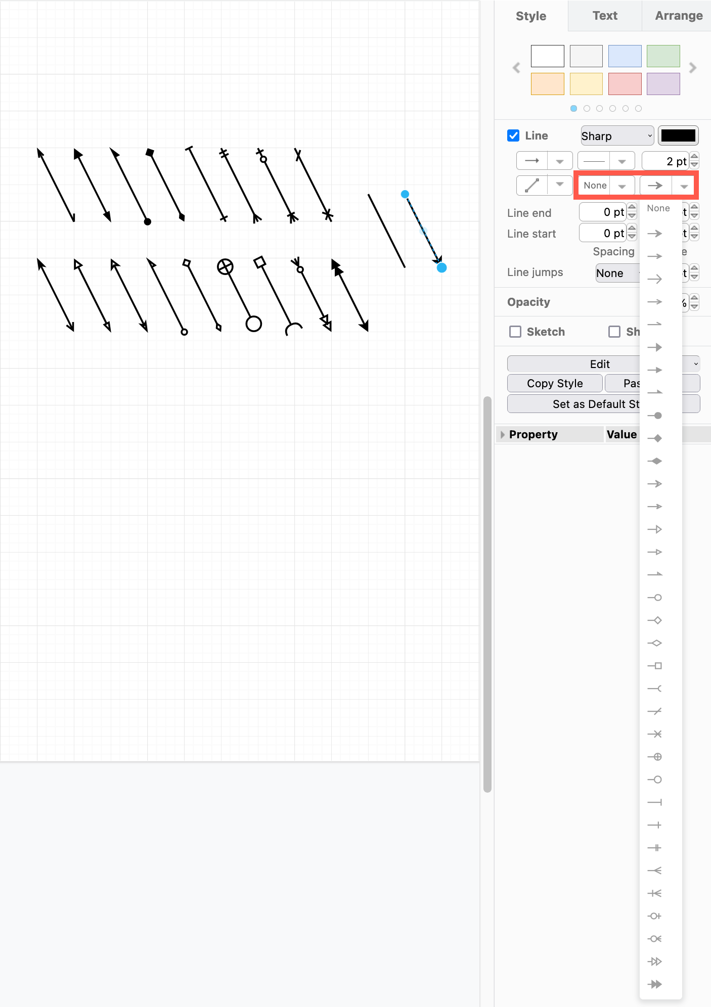 Select a different arrow head for the start and end of your connector via the Style tab in the format panel in diagrams.net