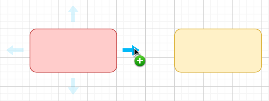 Click on a direction arrow near a neighbouring shape to connect it