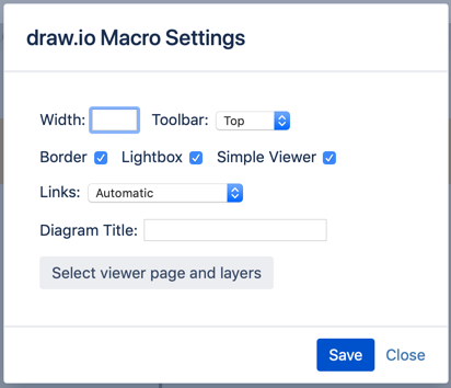 Click on Select viewer page and layers in the draw.io Macro Settings dialog to change which page