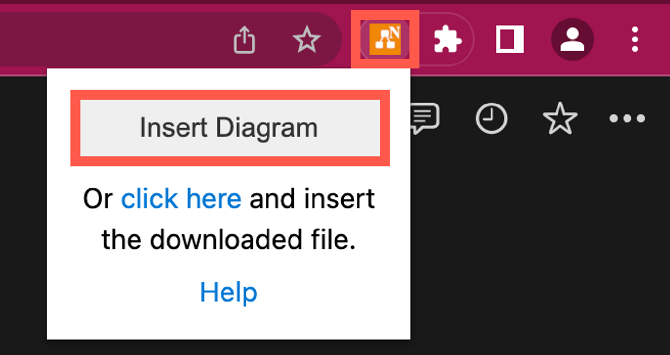 Click on the draw.io for Notion extension and select Insert Diagram to add a new diagram to you Notion template