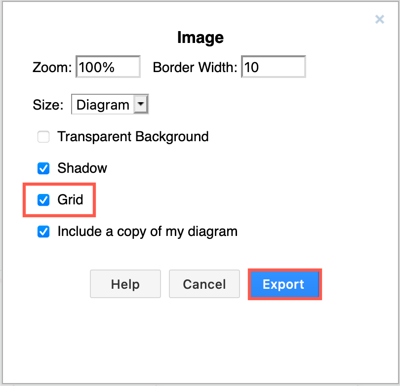 Include the editor grid when exporting your image