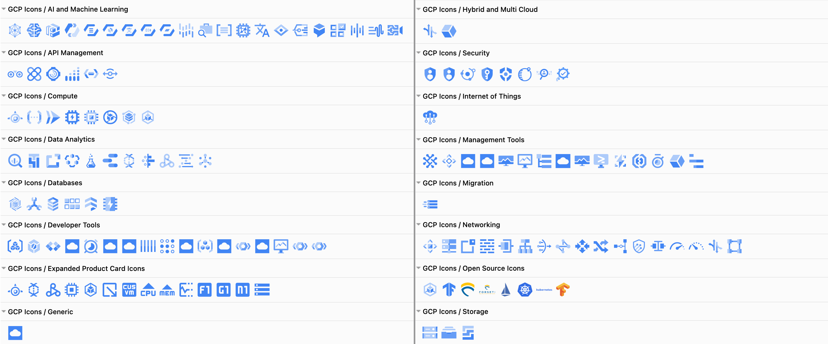 The GCP icons shape library for Google Cloud Platform infrastructure diagrams has been updated in diagrams.net