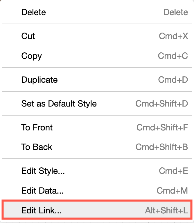 Edit the shape's metadata to add the custom link