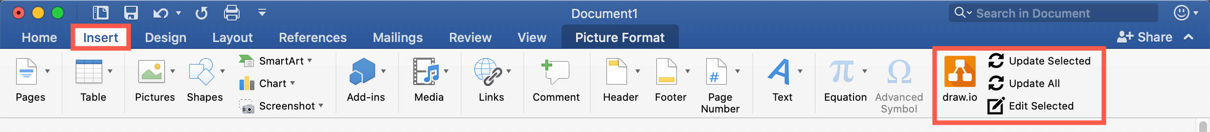 Update the diagram images in your document after you have edited the diagram files
