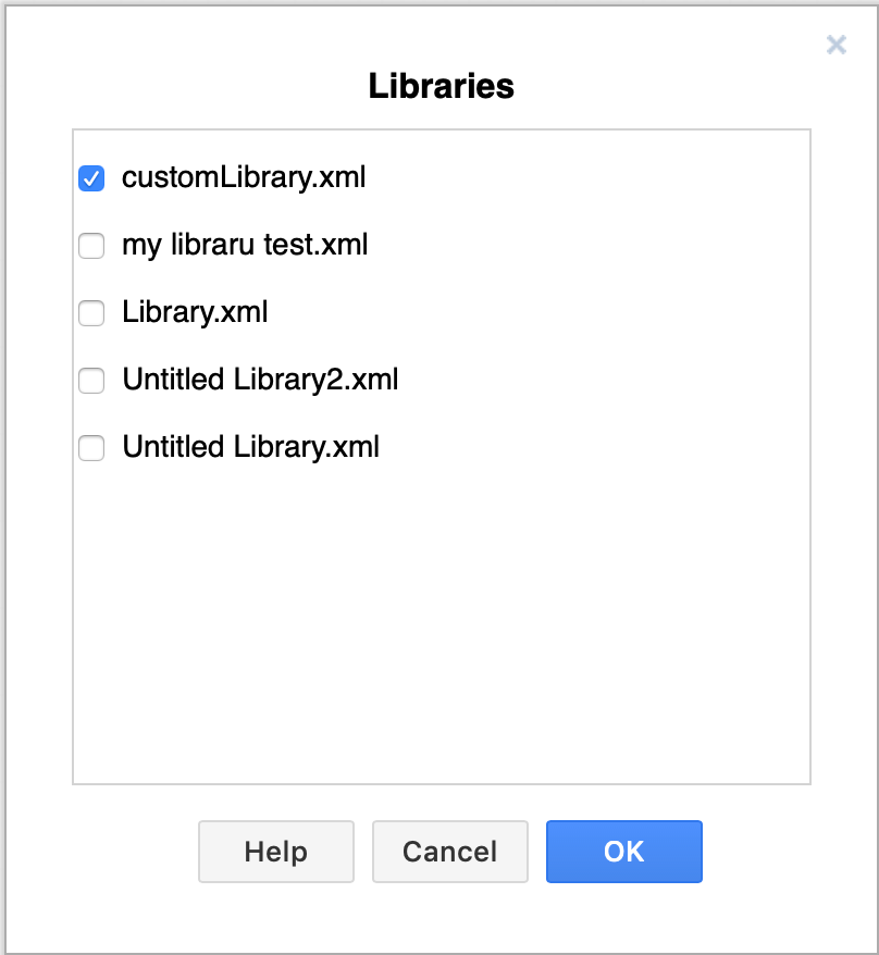 Select a draw.io custom library to open in Confluence Cloud