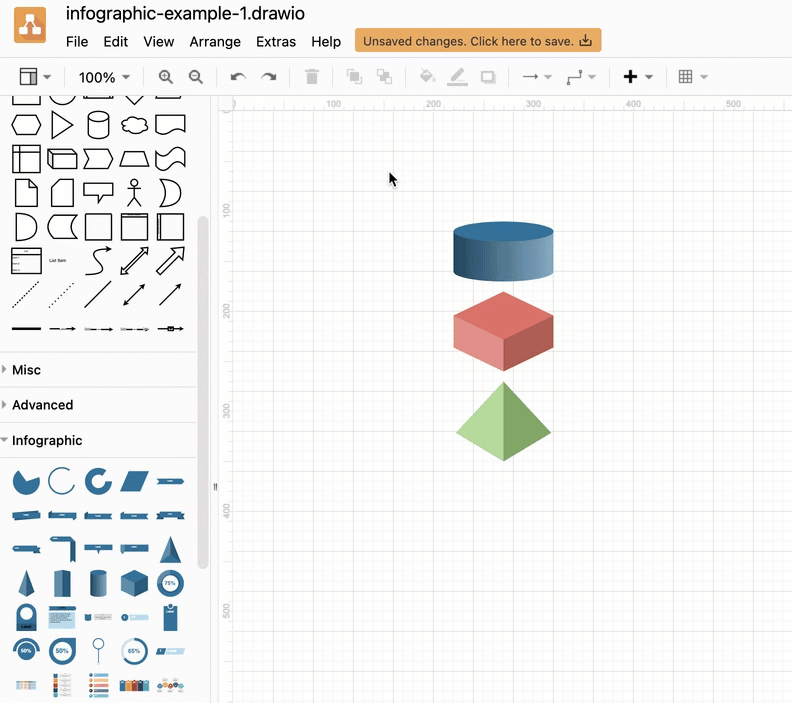 Select and duplicate shapes using the diagrams.net menu