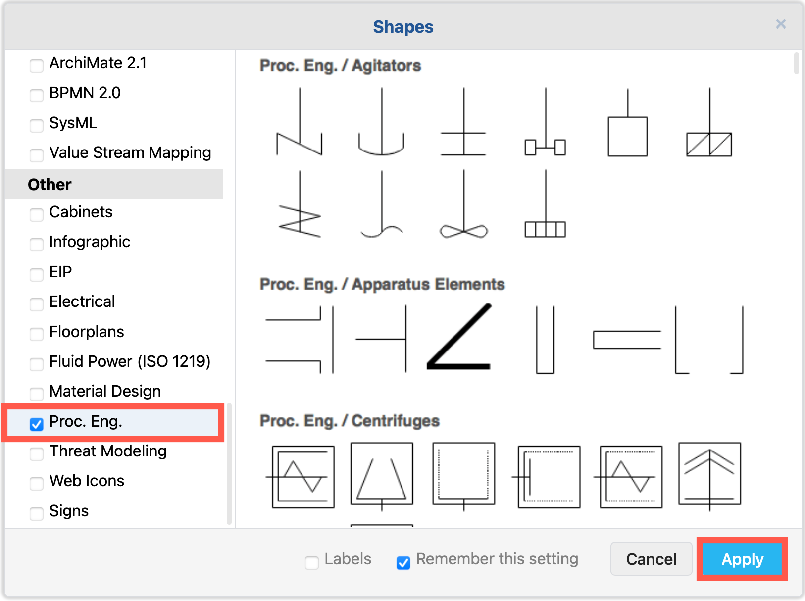 Use the Process Engineering shape library in draw.io to visualise manufacturing processes