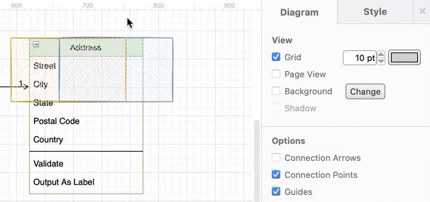 Select the next shape down the stack when shapes are overlapping in diagrams.net with Alt+Click