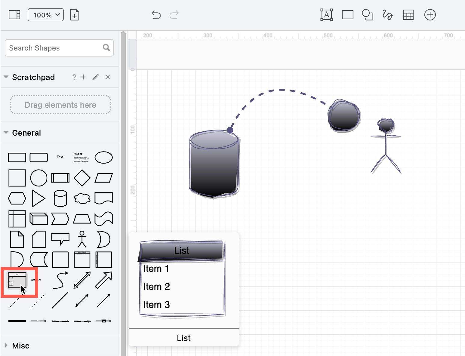 Hover over any shape in the shape libraries to see it styled with your default style