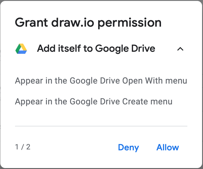 Authorise diagrams.net to read and store diagrams in your Google Drive