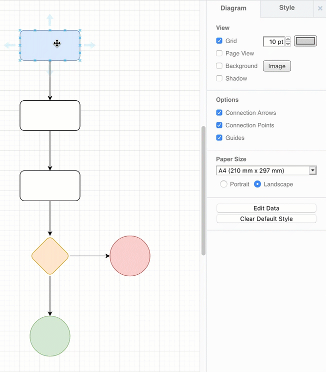 Copy and paste styles from one shape or connector to another in diagrams.net